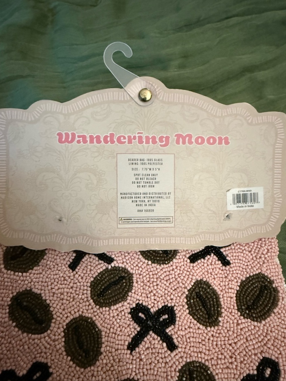 Wandering Moon Pink Beaded Cocktail Wristlet - Picture 3 of 7